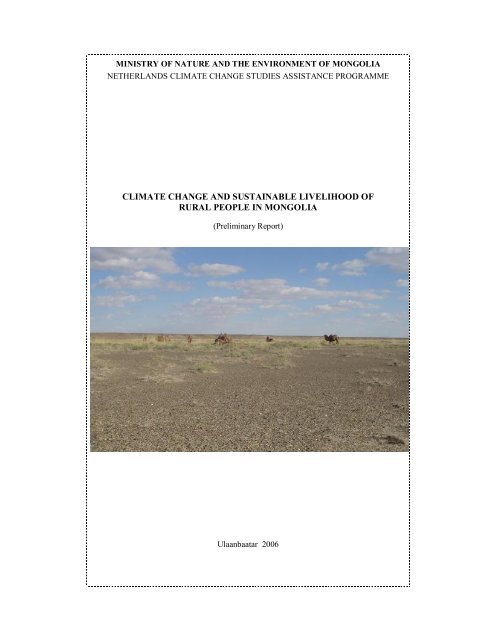 climate change and sustainable livelihood of rural people in mongolia