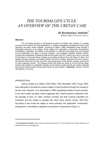 THE TOURISM LIFE CYCLE: AN OVERVIEW OF THE CRETAN CASE