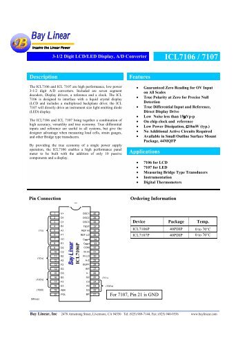 Bay Linear Bay Linear - Datasheets