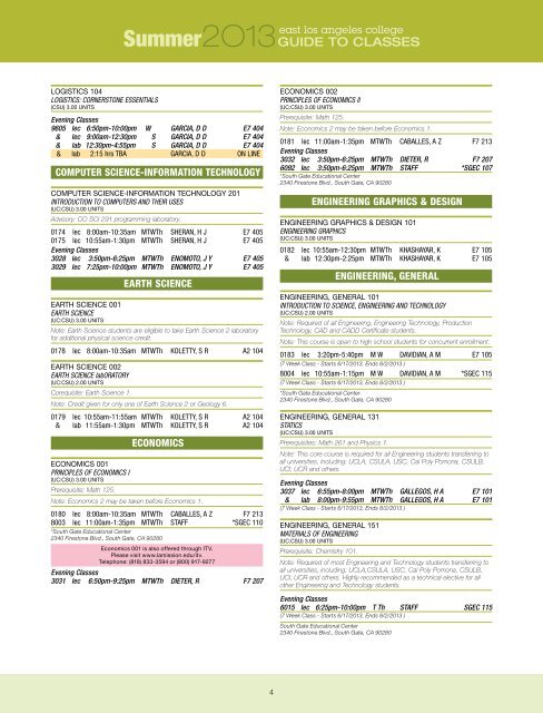 Schedule of Classes - East Los Angeles College