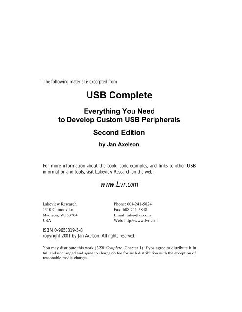 USB Complete - Jan Axelson's Lakeview Research