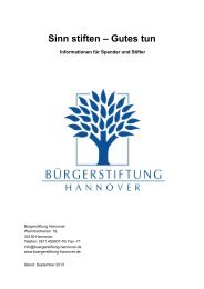 Informationen für Stifter und Spender - Bürgerstiftung Hannover