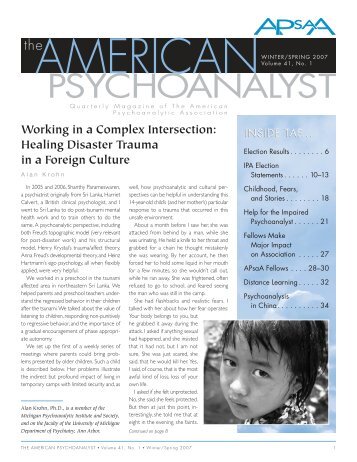 (TAP) - Winter/Spring 2007 - American Psychoanalytic Association