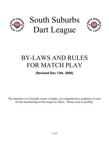 PART I: SSDL BY-LAWS - South Suburbs Dart League