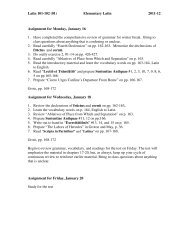 2b. Assignment Sheets (Spring 2012) - Classics