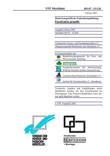 VFF Merkblatt Eucalyptus grandis - Verband der Fenster