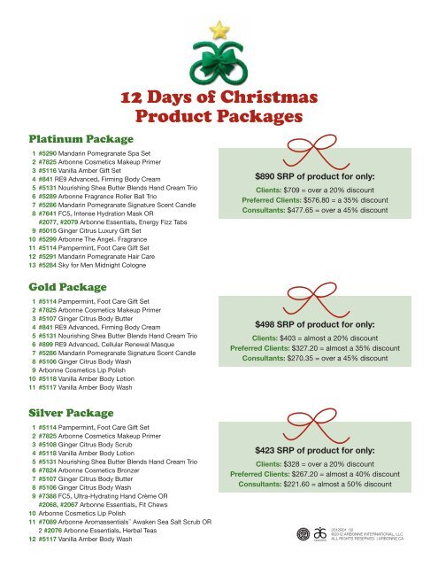 Why Arbonne For Christmas 2022 12 Days Of Christmas Product Packages - Arbonne