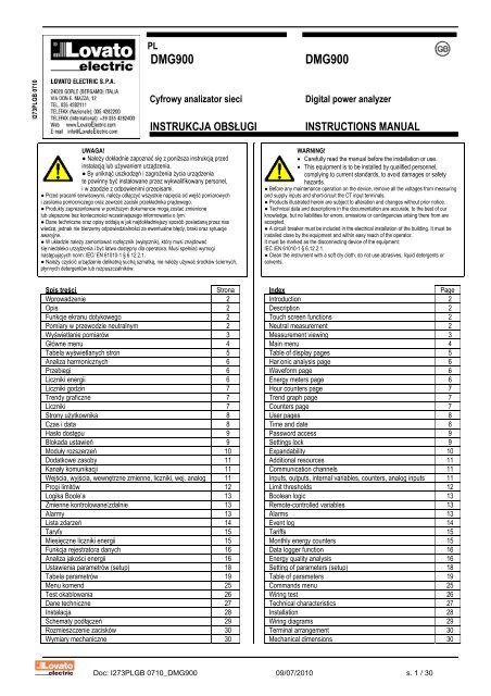 Analizatory sieci typu DMG900 I 273 PL GB 0210