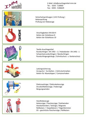 Sicherheitsprüfungen ( UVV Prüfung ) Kettenprüfung Prüfung von ...