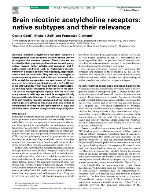 Brain nicotinic acetylcholine receptors: native ... - Ricehoppers