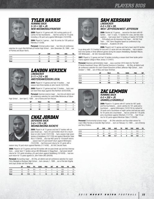 2010 Mount Union Football Guide - University of Mount Union