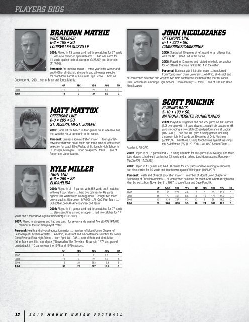 2010 Mount Union Football Guide - University of Mount Union