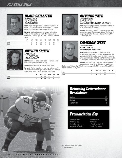 2010 Mount Union Football Guide - University of Mount Union