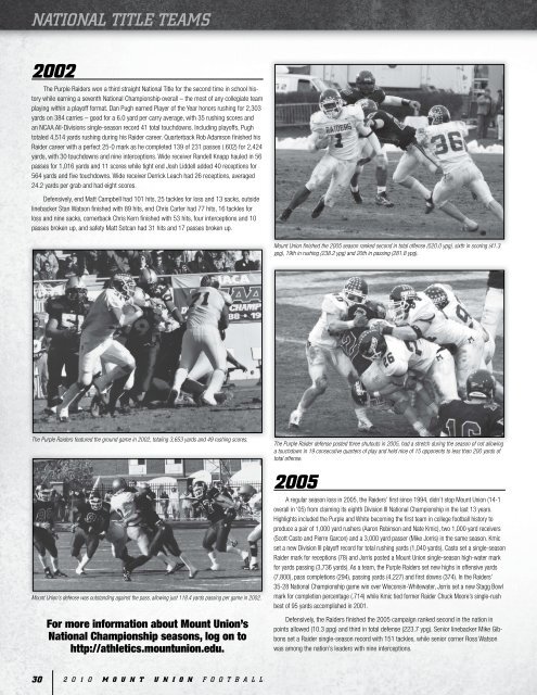 2010 Mount Union Football Guide - University of Mount Union