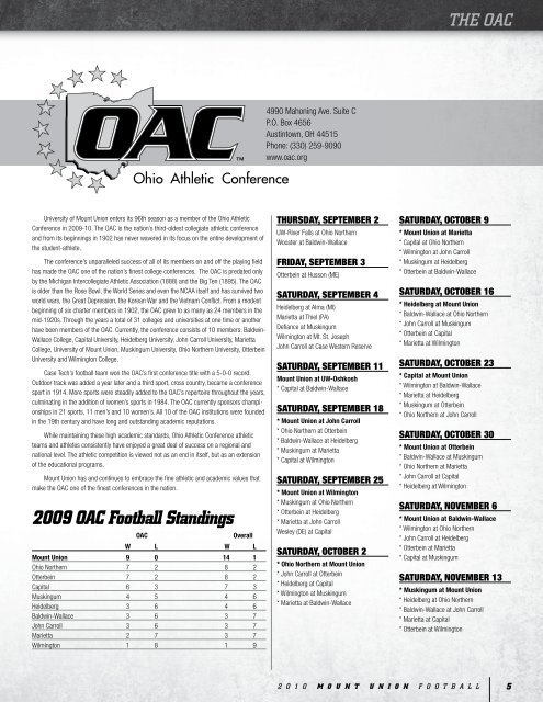 2010 Mount Union Football Guide - University of Mount Union