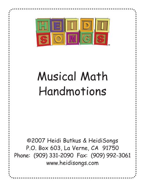 Musical Math Lyrics - Heidi Songs