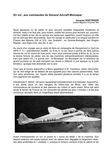 General Aircraft Monospar - Richard FERRIERE