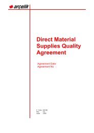 Direct Material Supplies Quality Agreement - ArÃƒÂ§elik