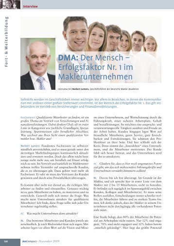 Erfolgsfaktor Nr. 1 im Maklerunternehmen - Deutsche Makler ...