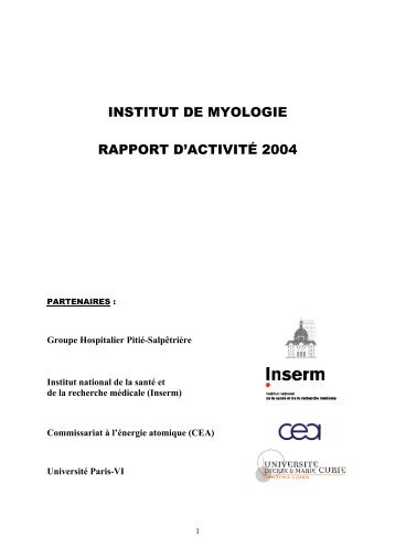 INSTITUT DE MYOLOGIE RAPPORT D'ACTIVITÃ 2004