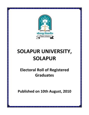 SOLAPUR UNIVERSITY, SOLAPUR