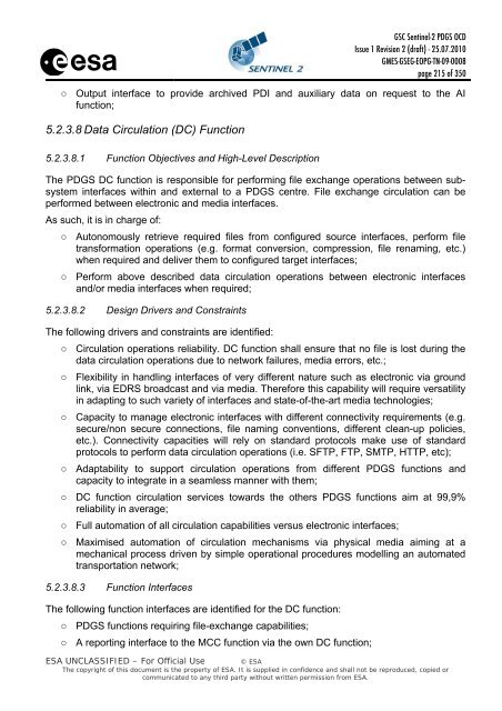 GSC Sentinel-2 PDGS OCD - Emits - ESA