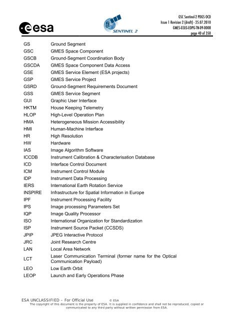 GSC Sentinel-2 PDGS OCD - Emits - ESA