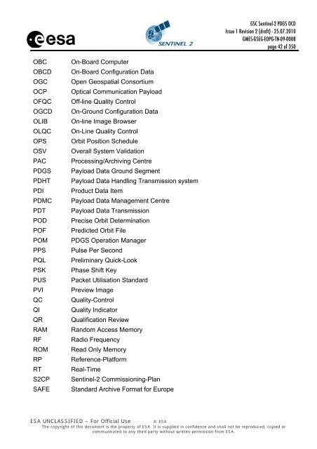 GSC Sentinel-2 PDGS OCD - Emits - ESA