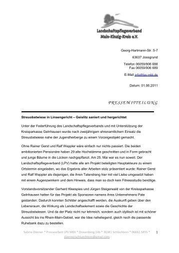 PRESSEMITTEILUNG - Naturpark Hessischer Spessart