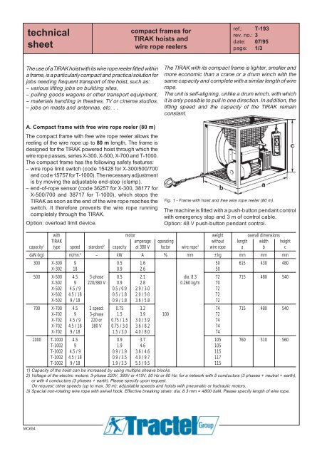 Free running wire rope mobile winch - Tractel