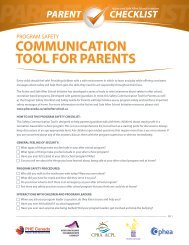 Program Safety Communication Tool for Parents - PHE Canada