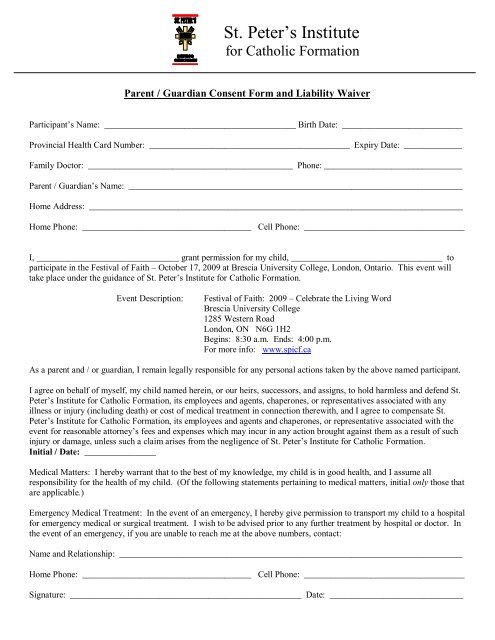 Parent Guardian Consent Form.pdf - St. Peter's Seminary