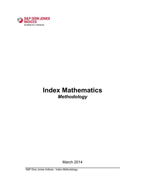S P Dow Jones Indices Index Mathematics Methodology