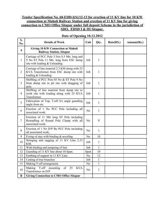 Tender Specification No. 60-EDD-I(S)/12-13 for erection of ... - MVVNL