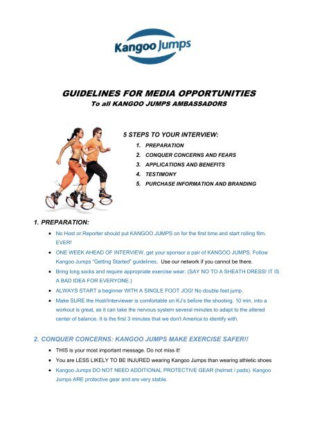 GUIDELINES FOR MEDIA OPPORTUNITIES - Kangoo Jumps