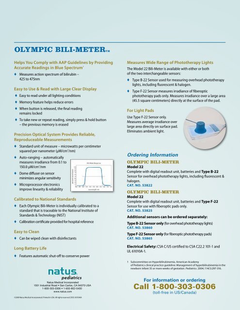 Olympic Bili-Meter datasheet - Natus Medical Incorporated