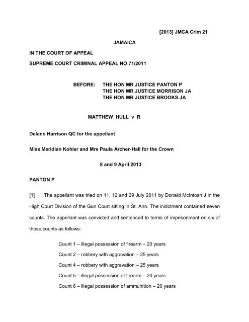Hull (Matthew) v R.pdf - The Court of Appeal