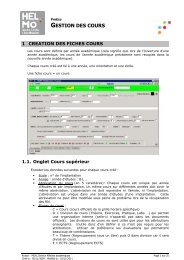 GESTION DES COURS - HELMo Service Informatique