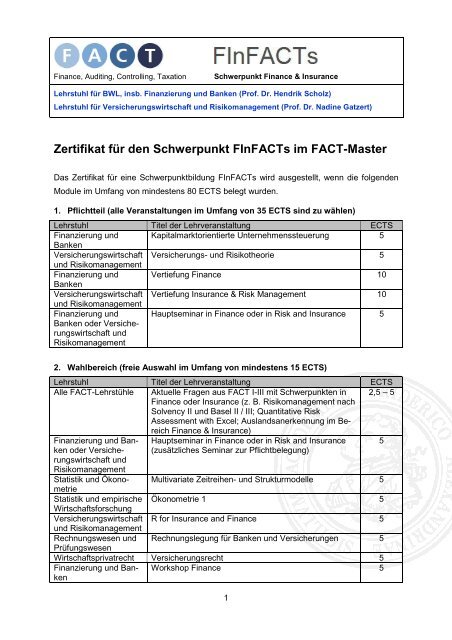 Anforderungen Zertifikat - FACT- Finance Auditing Controlling ...