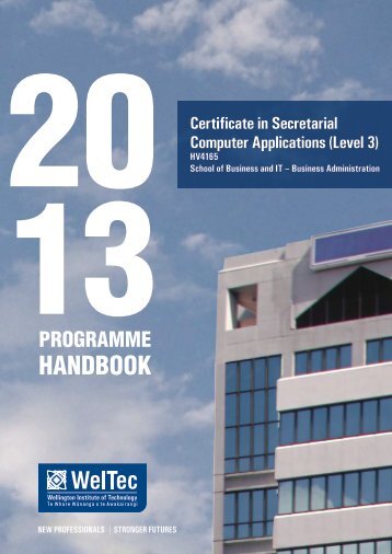 1 programme handbook - Wellington Institute of Technology