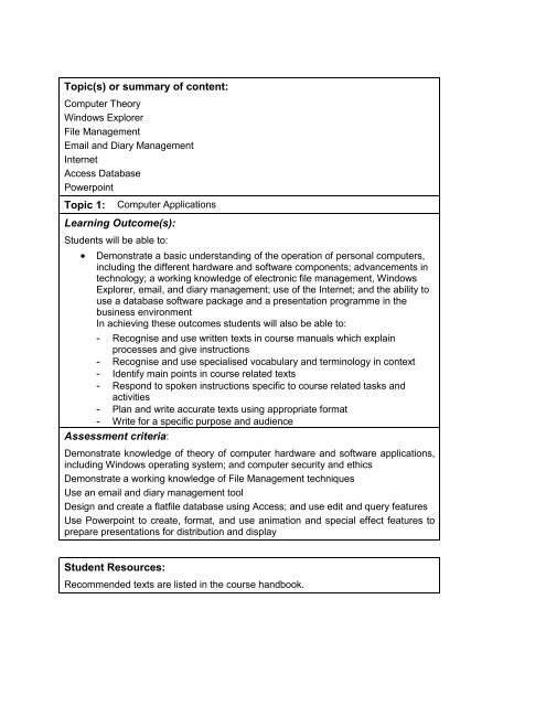 1 programme handbook - Wellington Institute of Technology