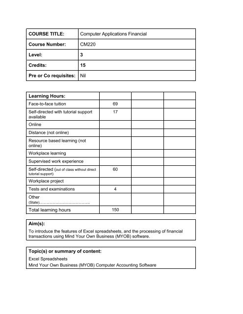 1 programme handbook - Wellington Institute of Technology