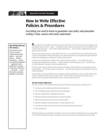 How to Write Effective Policies & Procedures - SkillPath | Seminars