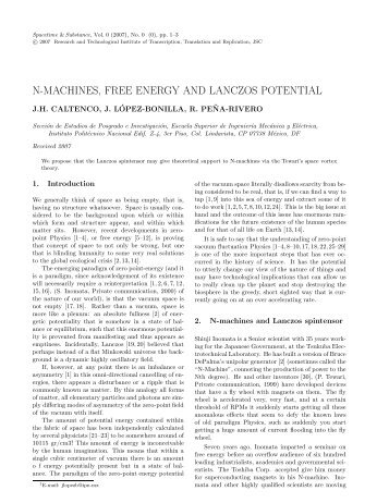 N-MACHINES, FREE ENERGY AND LANCZOS POTENTIAL