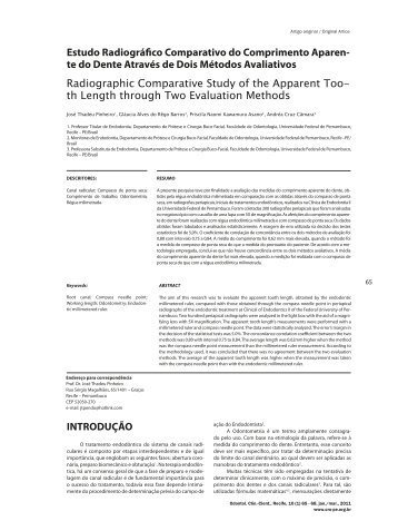 Estudo RadiogrÃ¡fico Comparativo do Comprimento ... - Rev@Odonto