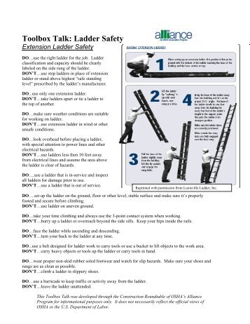 Toolbox Talk: Ladder Safety - National Work Zone Safety Information ...