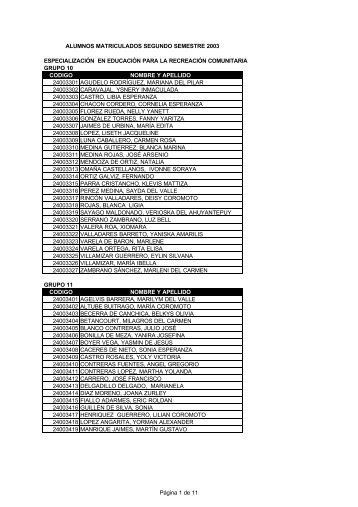 MATRICULADOSprimer curso-2003-2