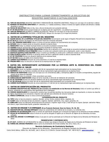 instructivo para llenar correctamente la solicitud de registro sanitario ...