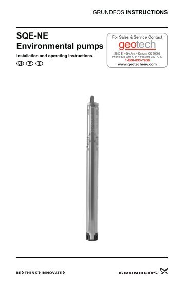 Grundfos SQE-NE Environmental Pumps Installation and Operating ...