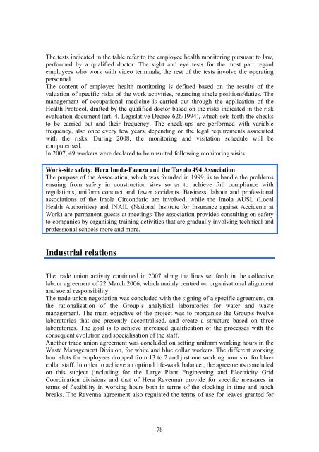 Sustainability report 2007 - Il Gruppo Hera